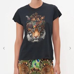 Black Camilla embellished Graphic Tiger T-Shirt